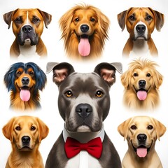 Many dogs with different expressions image art art realistic illustrator.
