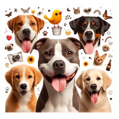 Many dogs with different images image art realistic illustrator