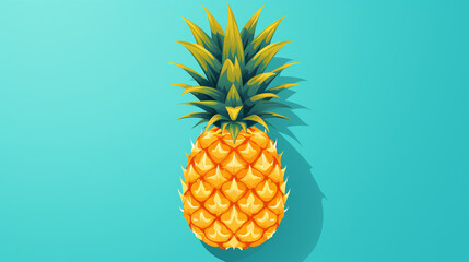 Fresh pineapple flat design top view tropical theme animation Splitcomplementary color scheme