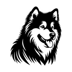 Vector Alaskan Malamute Silhouette - A Stunning Tribute to Canine Elegance and Strength- Alaskan Malamute Illustration- Minimalist Alaskan Malamute  vector.