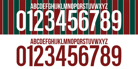 font vector team 2023 kit sport style font. football style font with lines. Fluminense font. sports style letters and numbers for soccer team. HOME AWAY