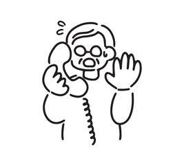 電話をするシニア男性のイラスト