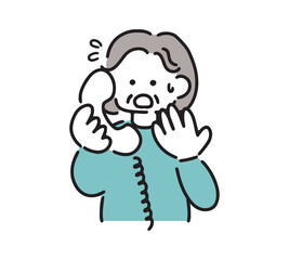電話をするシニア女性のイラスト