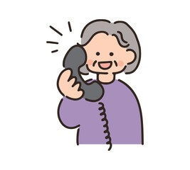 電話をするシニア女性のイラスト