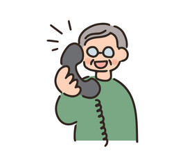 電話をするシニア男性のイラスト