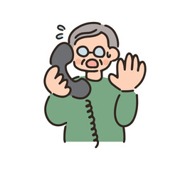 電話をするシニア男性のイラスト