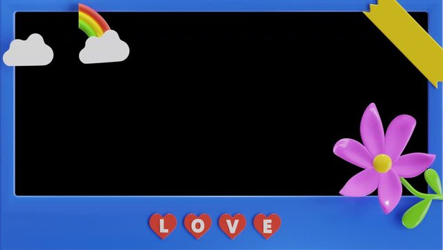 3D Animation of Polaroid With Rainbow Clouds Model | Alpha Channel