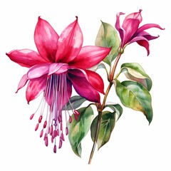 A watercolor painting of a fuchsia flower.
