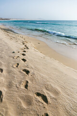 Footprints on the sand, beach Praia de Chaves, Boa Vista, Cape Verde