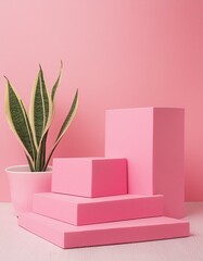 Sleek Sophistication: Modern 3D Studio with Pink Platform"