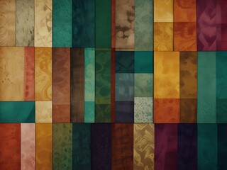 A creative collage of textures and colors forming an abstract background with a unique