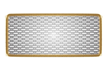 3D RENDER , Gold and Metal banners collection. Brushed steel or aluminium plate, panel with screws. Polished metal surface. Old grunge texture with scratches. on TRANSPRENT background