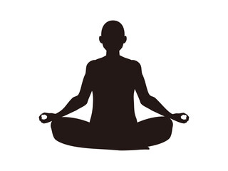 瞑想をしている男性のシルエット