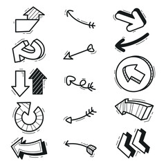 Set of doodle arrows in cartoon style