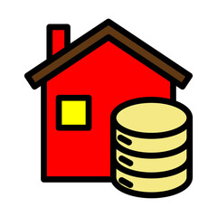 Data House Line Filled Icon Design