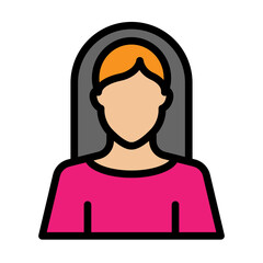 Female Avatar Line Filled Icon Design