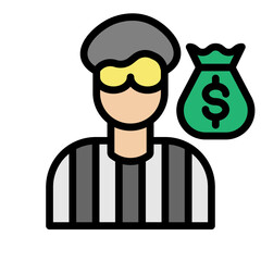 Robber Line Filled Icon Design