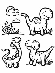 dinosaur coloring illustrations, kids friendly, cute