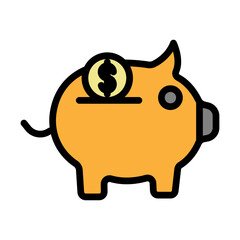 Piggy Bank Filled Line Icon Design