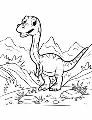 dinosaur coloring illustrations, kids friendly, cute