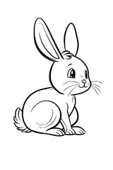 simple line drawing of cute bunny, vector svg