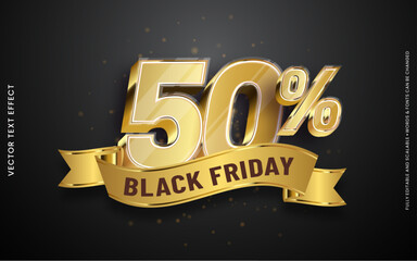 Super Black Friday sale fifty percent off with editable text effect