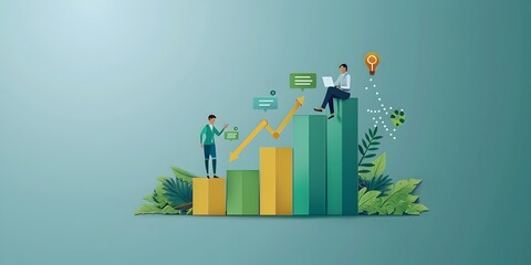 Business Growth and Achievement with Sustainable Practices and Interactive Webinars description This image depicts a conceptual representation of