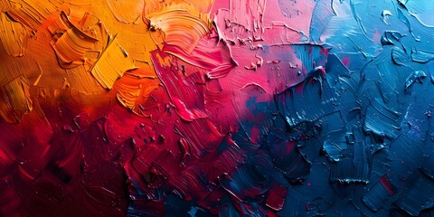 Vibrant Abstract Art Painting in Colorful Acrylic Brush Strokes and Textures