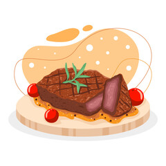 Steak element. Vector illustration with food theme. Editable vector element.