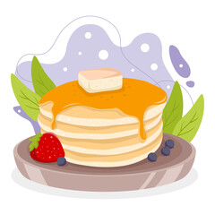 Pancake element. Vector illustration with food theme. Editable vector element.