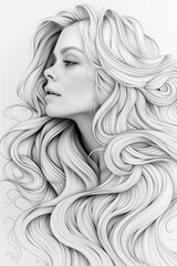 Adult coloring page, psychedelic mandala woman