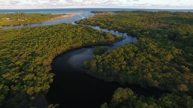Aerial view of Maraca&iacute;pe River, Porto de Galinhas - Ipojuca, Pernambuco, Brazil