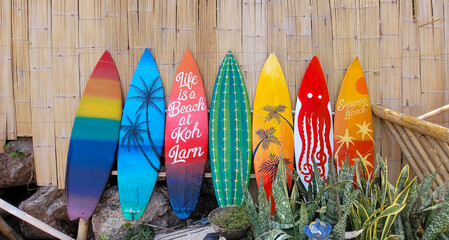 Colorful surfboards