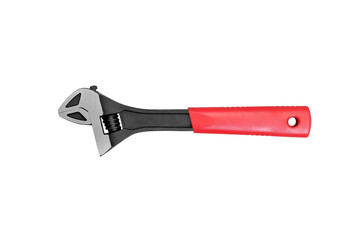 Adjustable wrench with dip insulated handle isolated on white background