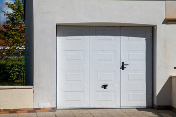 roller garage door gate home facade of house garage building