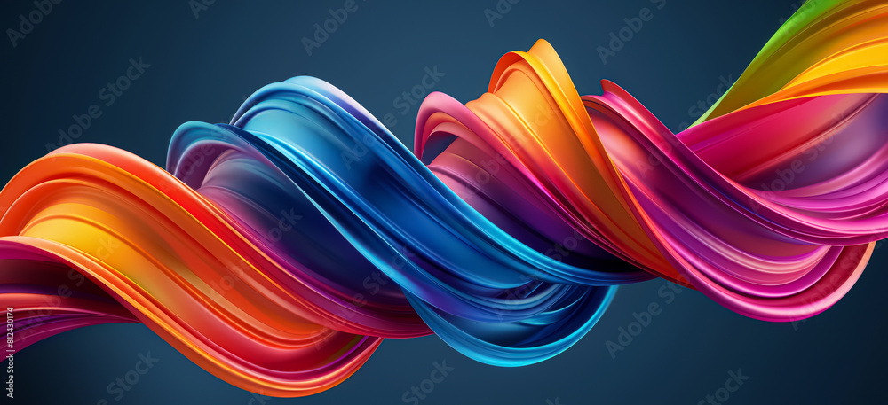 Poster 3d multicolored twisted ribbon