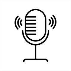 Microphone Icon Editable Stroke. Pixel Perfect Vector