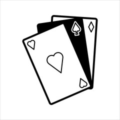 Simple Minimalist Vintage Poker Playing Card Casino Sport Club Logo Design Vector illustration