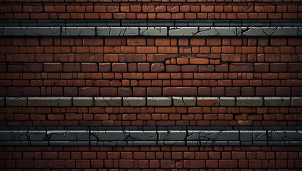 2D game level brick wall design, brick texture with simple details, platformer game element, brickwork concrete seamless background, wallpaper style, game asset