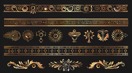 A collection of vintage Greek borders in vector graphics