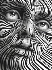 Op-art style abstract design with a horror genre twist.