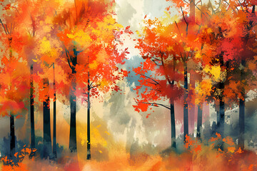 Obraz na płótnie Canvas color autumn forest
