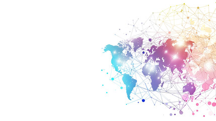 Obraz premium worldwide communication banner in white with colorful network