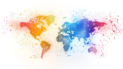 worldwide communication banner in white with colorful network