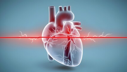 Glowing human heart Glowing human heart Abstract red human heart. Heart anatomy. Healthcare medical concept.