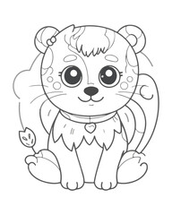 Animal coloring book page for kids