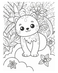 Animal coloring book page for kids