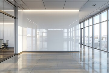 Obraz premium Empty Wall Mockup in Modern Office Interior created with Generative AI