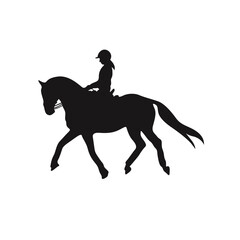 Cowboy Figure Silhouette with Lasso and Horse. Vector Illustration