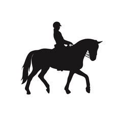 Fototapeta premium Cowboy Figure Silhouette with Lasso and Horse. Vector Illustration